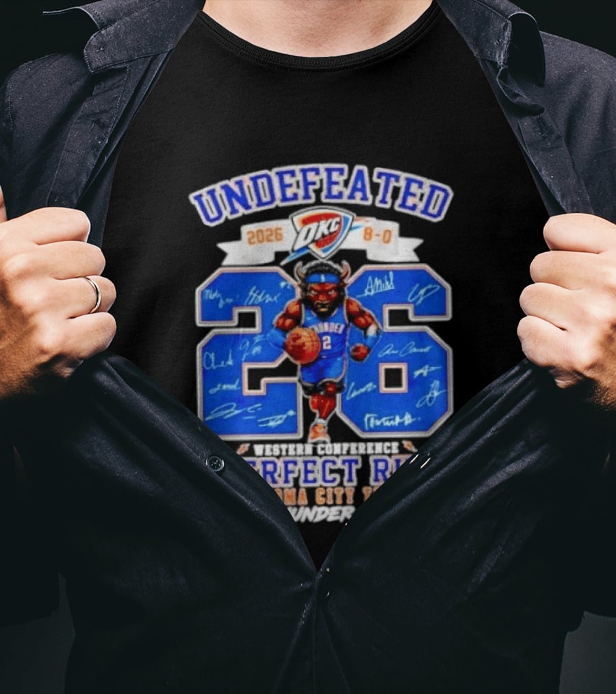 OKC Thunder 2026 Undefeated Perfect Run Thunder Up T-Shirt