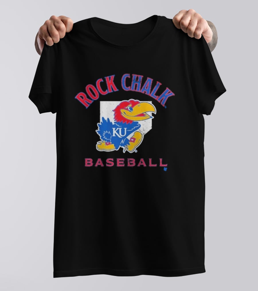 Rock Chalk KU Baseball Jayhawk Home Plate Kansas T-Shirt