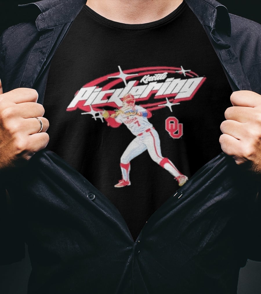 Kasidi Pickering Oklahoma Softball Player Action Sparkle OU T-Shirt