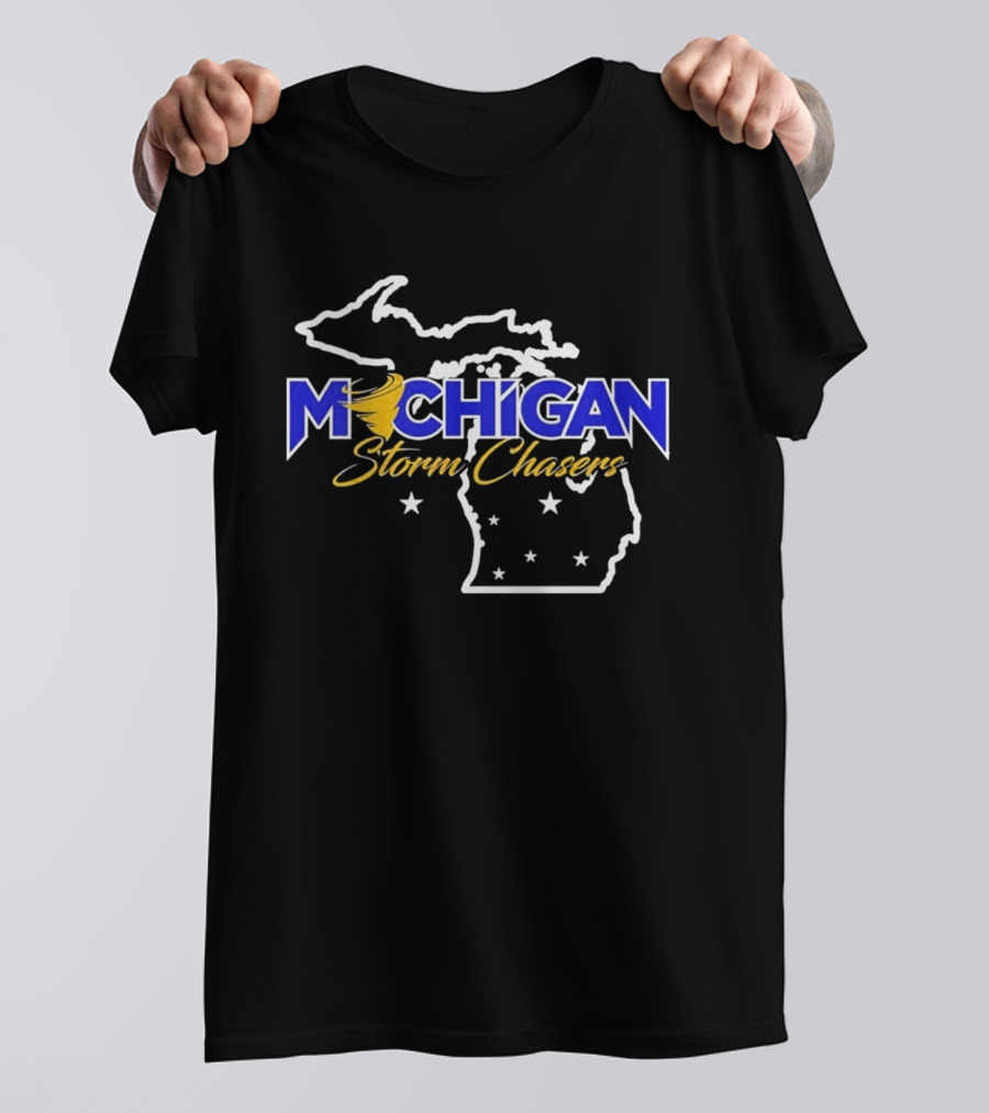 Michigan Storm Chasers Map Tornado Stars T-Shirt