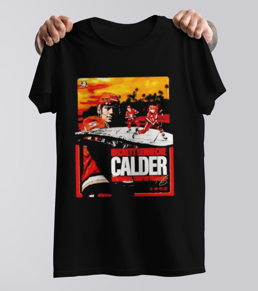 Beckett Sennecke Calder Memorial Trophy Finalist Hockey Player Action Scene T-Shirt