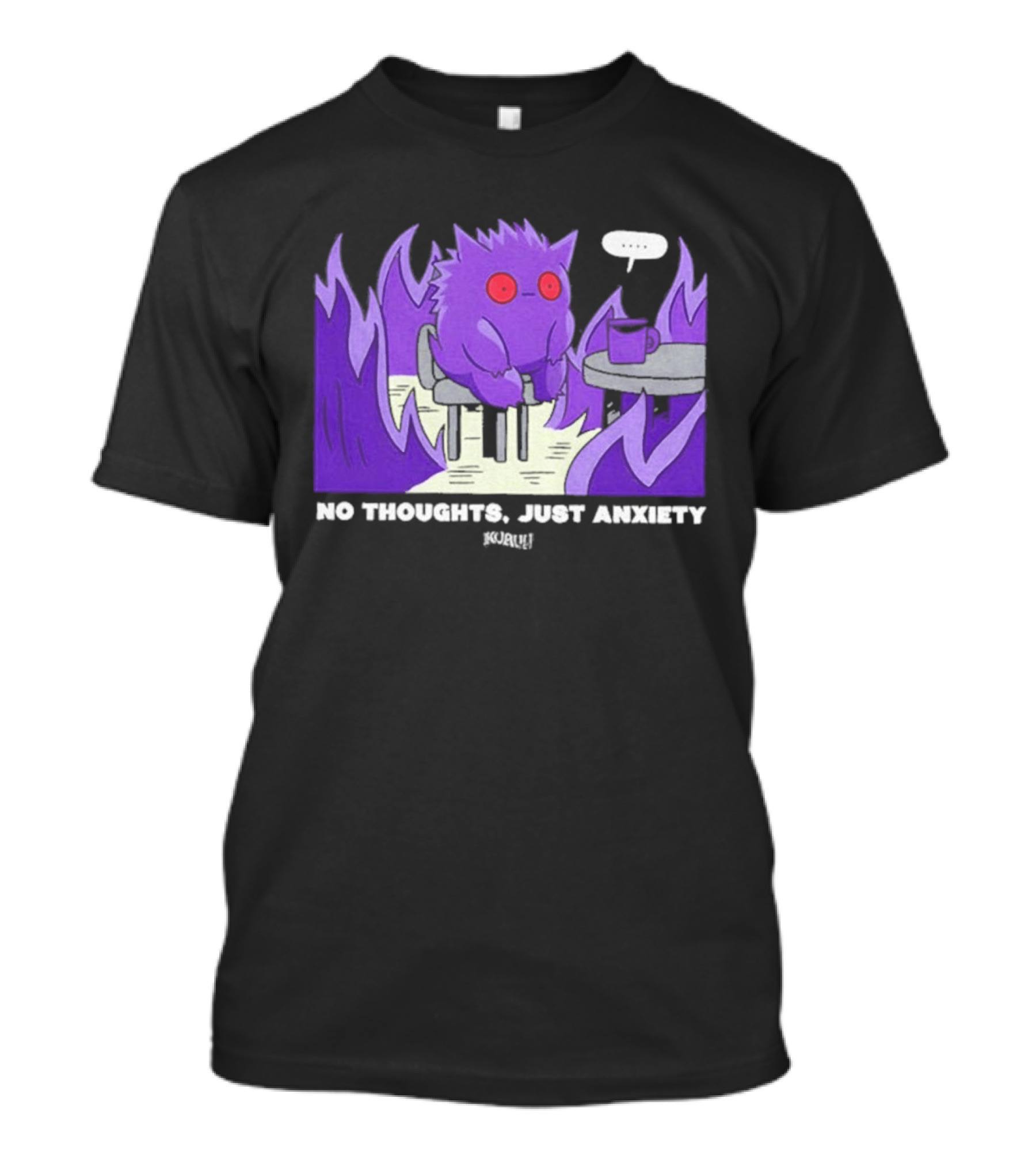 Pokemon Gengar No Thoughts Just Anxiety Purple Flame T-Shirt