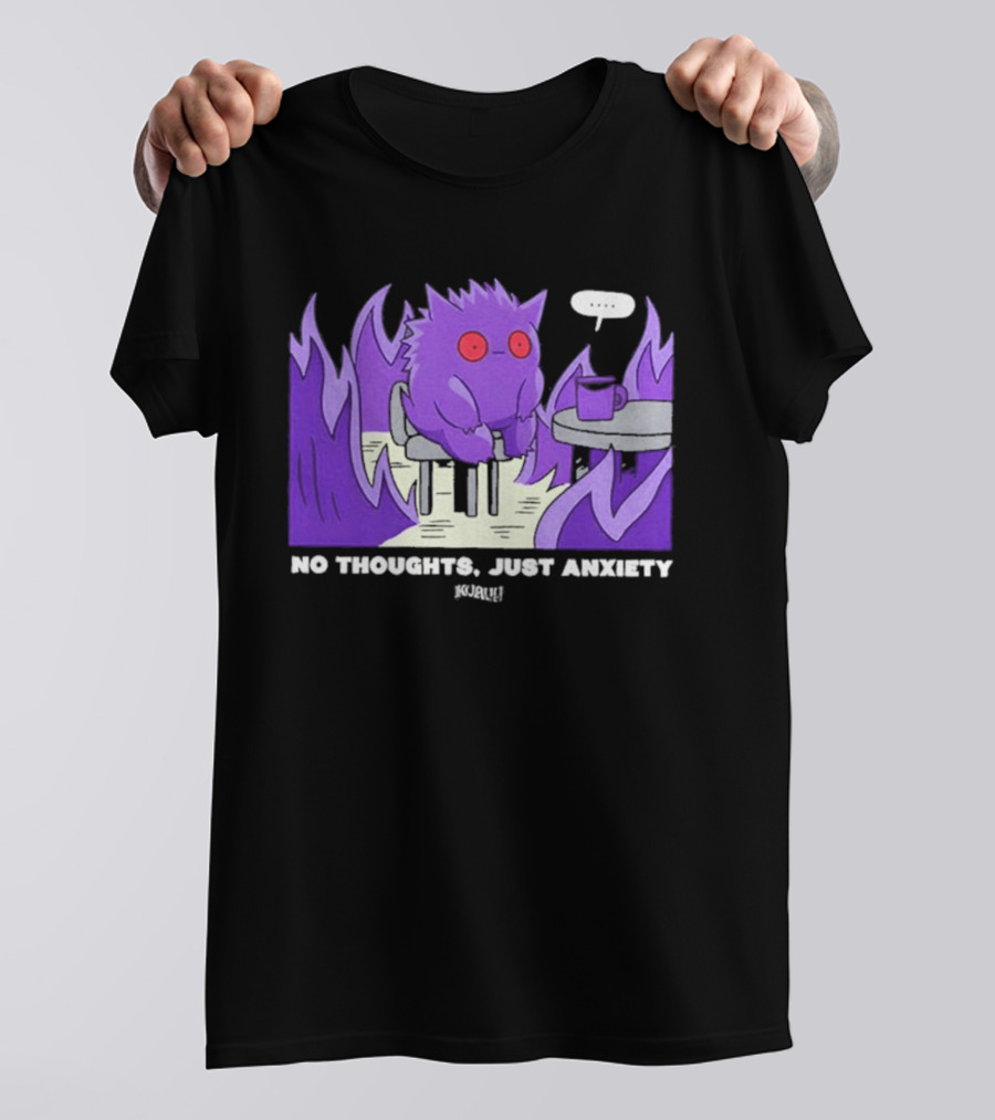 Pokemon Gengar No Thoughts Just Anxiety Purple Flame T-Shirt