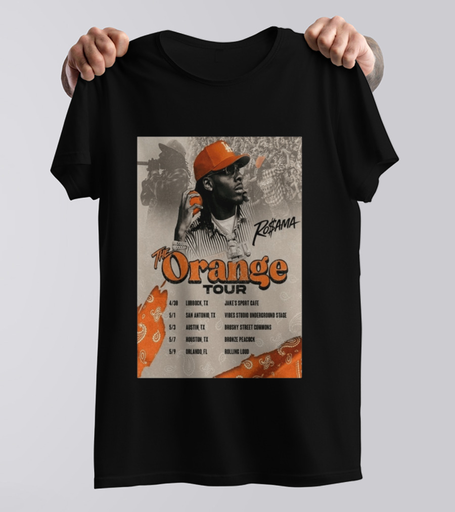 RoSama The Orange Tour 2026 Houston Concert The Bronze Peacock May 7 T-Shirt