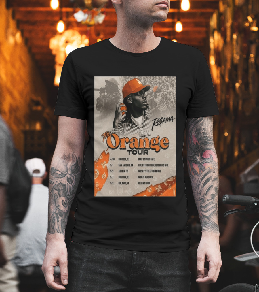 RoSama The Orange Tour 2026 Houston Concert The Bronze Peacock May 7 T-Shirt