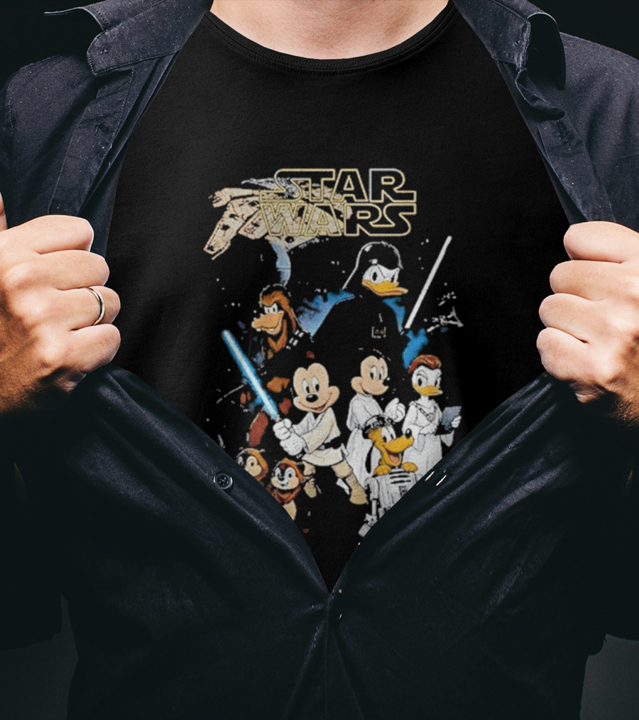 Star Wars Disney Mickey And Friends Sci Fi Cartoon Characters T-Shirt