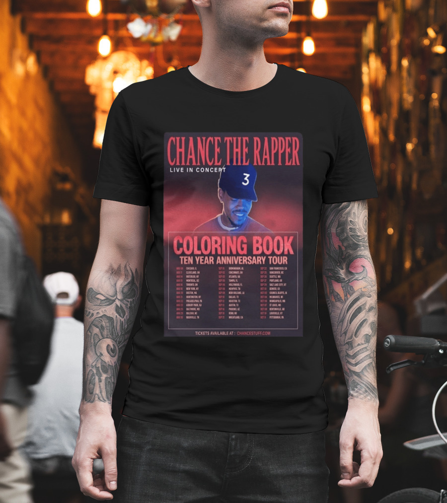 Chance The Rapper Live In Concert Coloring Book Ten Year Anniversary Tour 2026 T-Shirt