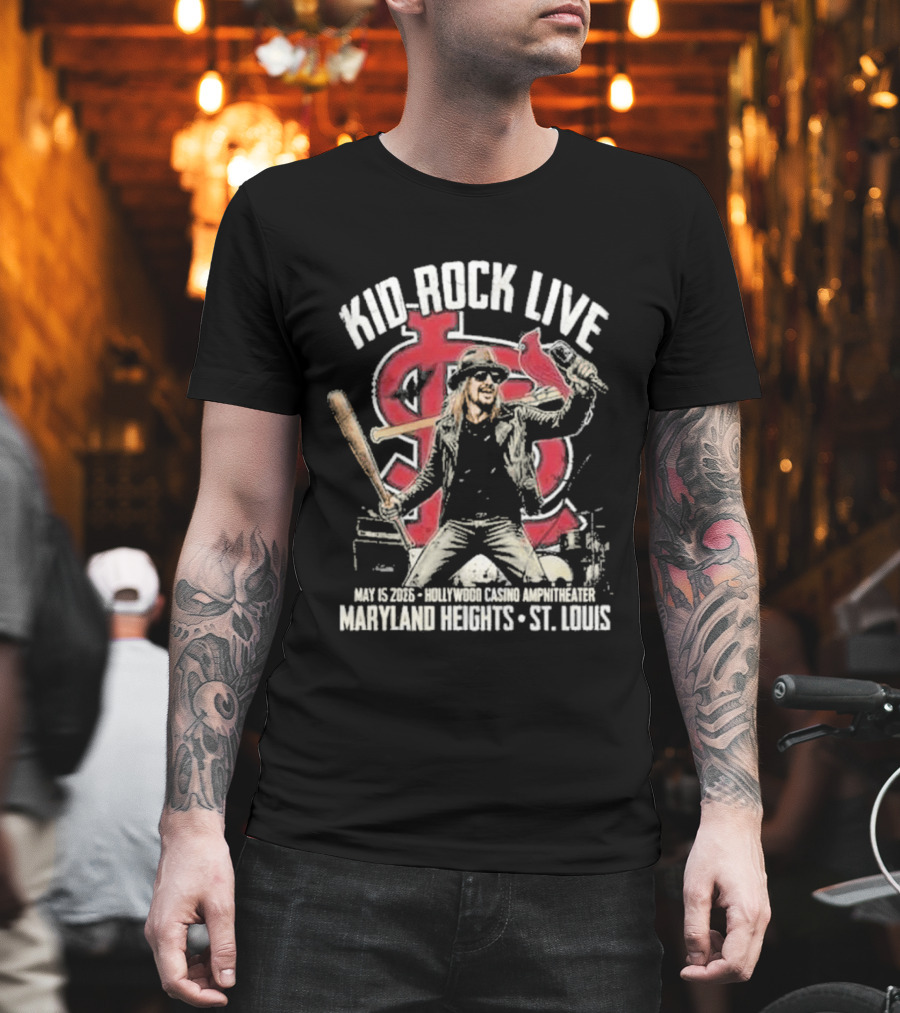 Kid Rock Live May 15 2026 Hollywood Casino Amphitheater St Louis Cardinals Maryland Heights T-Shirt