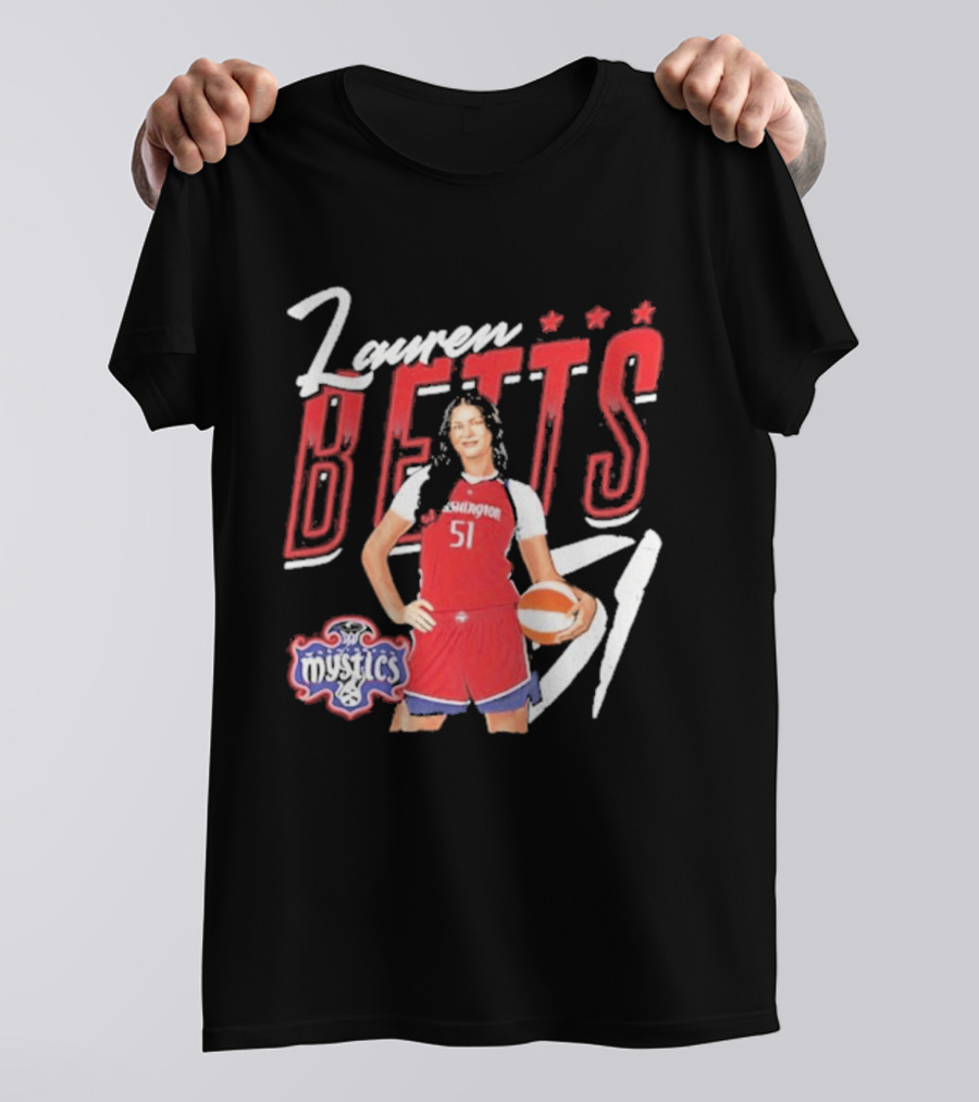 Lauren Betts 51 Washington Mystics WNBA Player T-Shirt