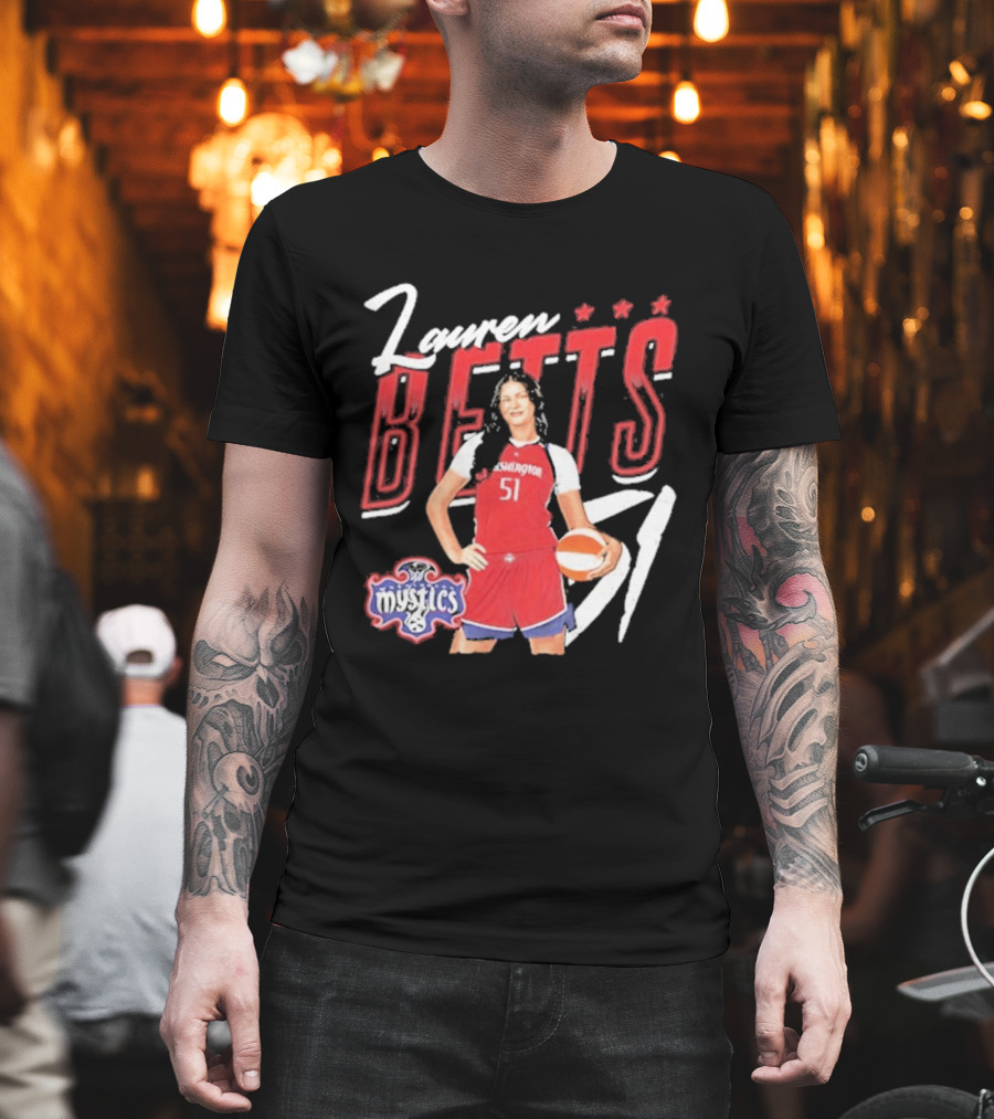 Lauren Betts 51 Washington Mystics WNBA Player T-Shirt