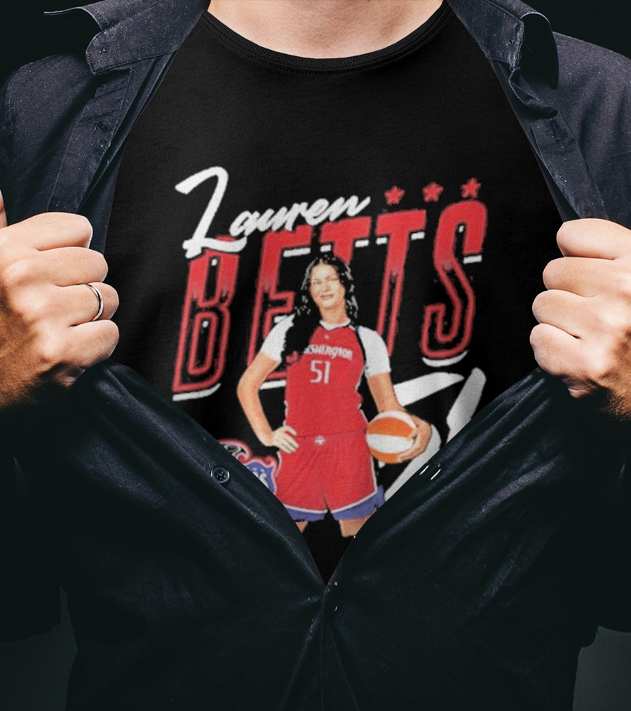 Lauren Betts 51 Washington Mystics WNBA Player T-Shirt