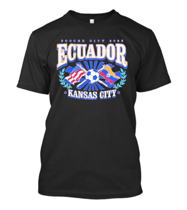 Ecuador Soccer City 2026 Kansas City Flags And Soccer Ball T-Shirt