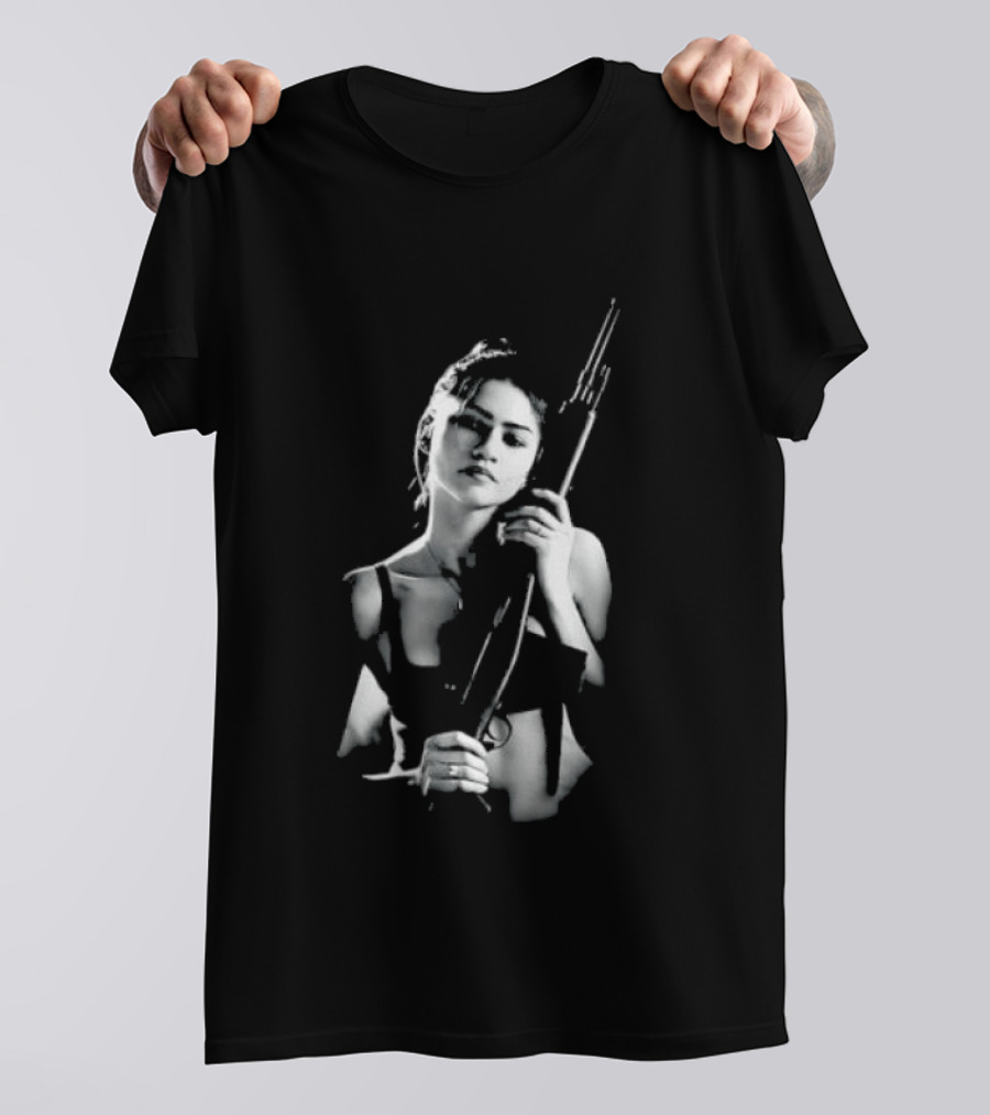 Euphoria Zendaya With Gun Monochrome T-Shirt