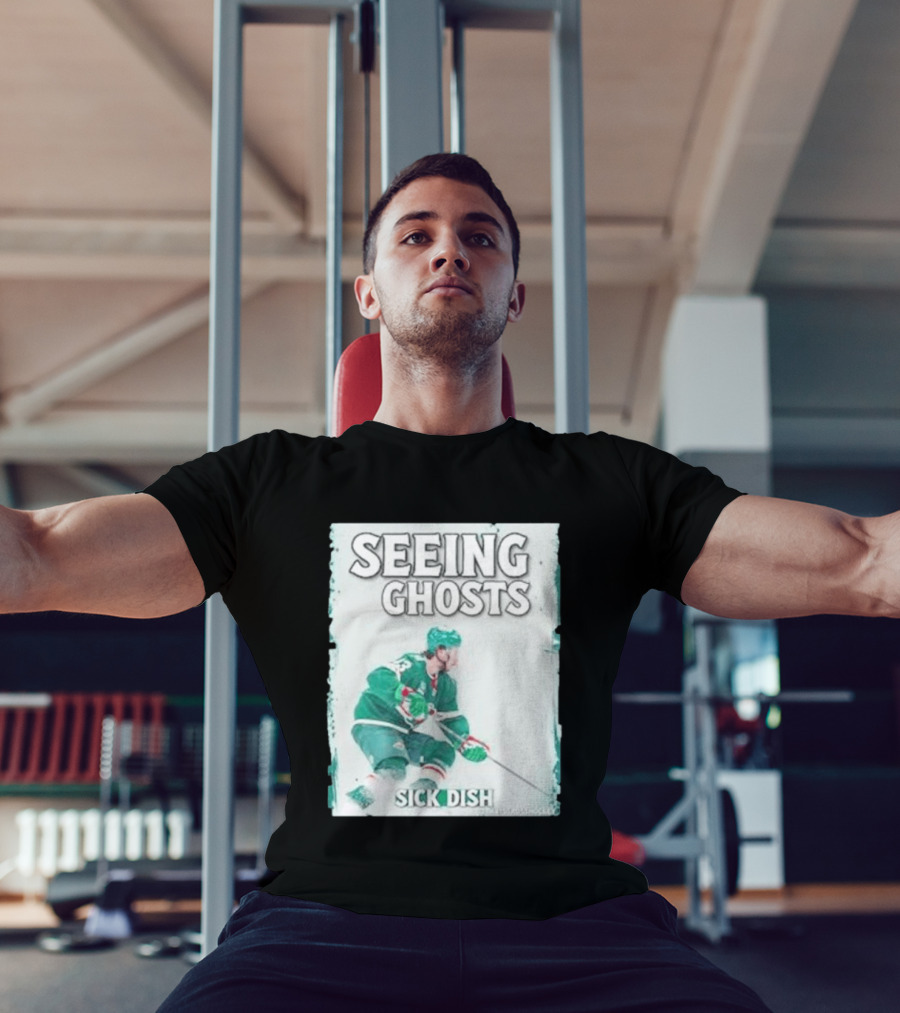 Seeing Ghosts Quinn Hughes Sick Dish Hockey T-Shirt