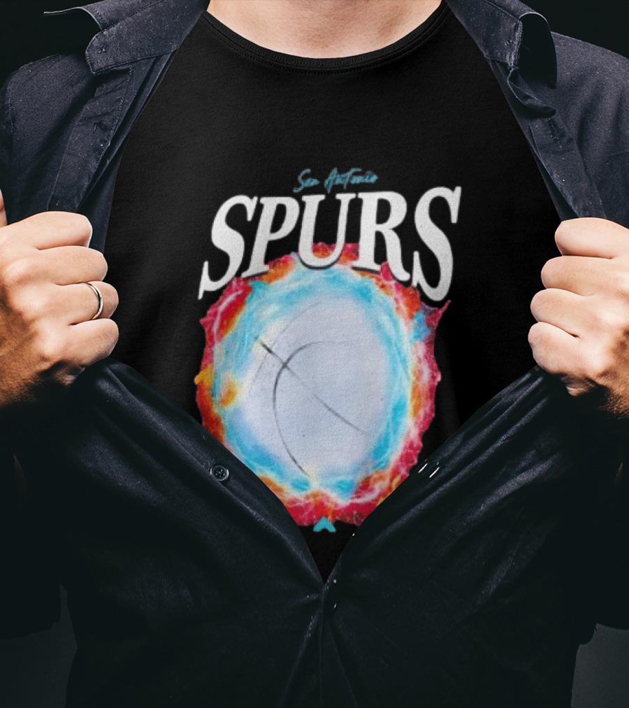 San Antonio Spurs Basketball Fire Ice Burst T-Shirt