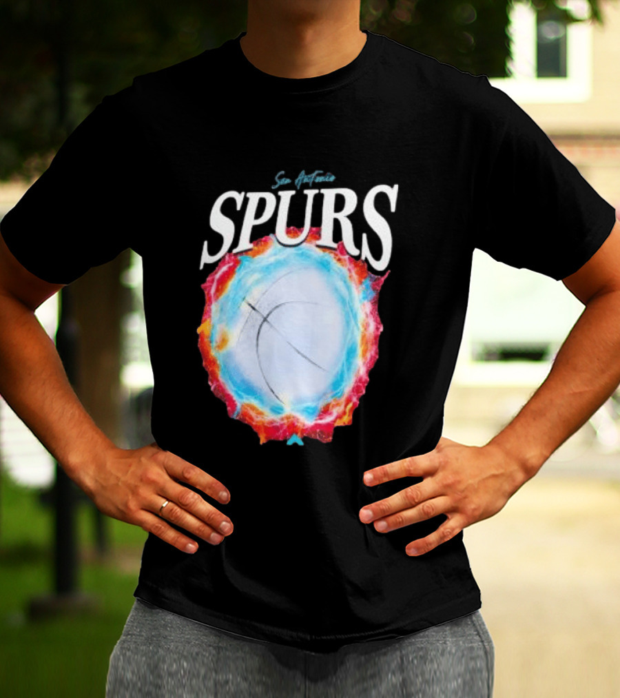 San Antonio Spurs Basketball Fire Ice Burst T-Shirt