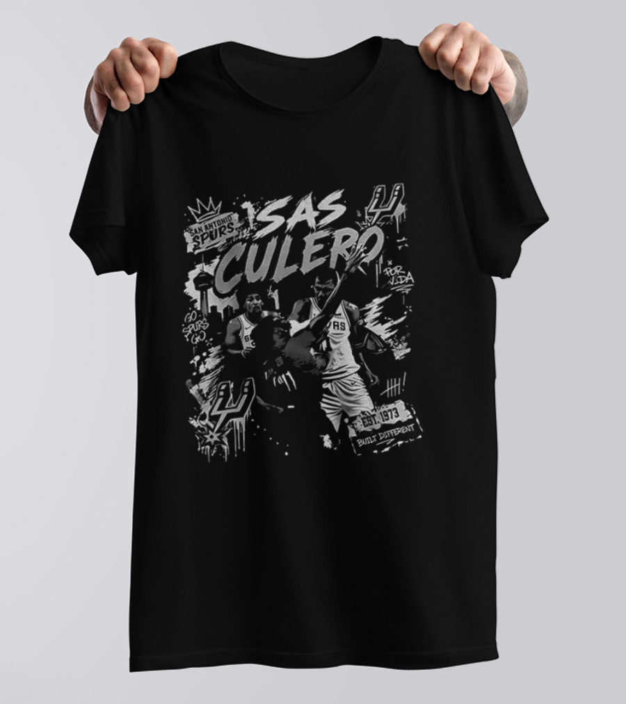 San Antonio Spurs Sas Culero Victor Wembanyama Elbowing Naz Reid Basketball Est 1973 T-Shirt