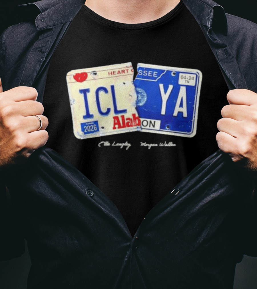 I Can't Love You Anymore Alabama Tennessee License Plate Heart Breakup T-Shirt