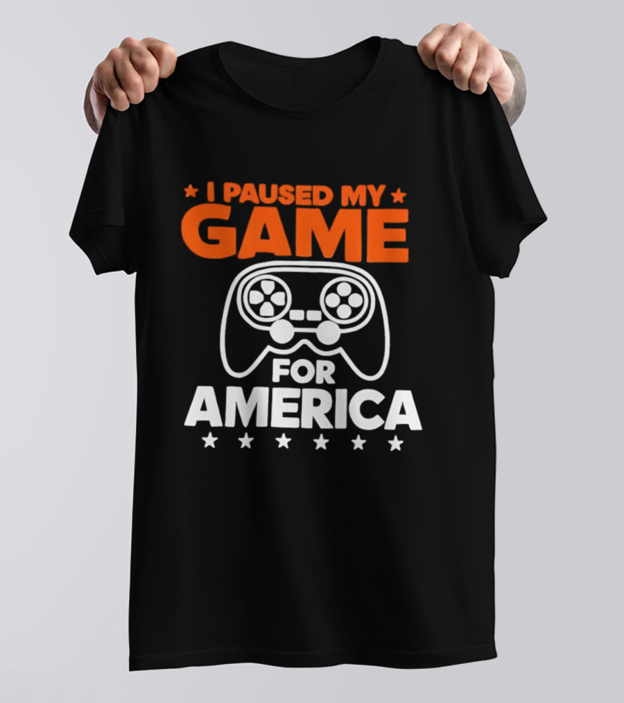 I Paused My Game For America Video Game Controller Stars T-Shirt