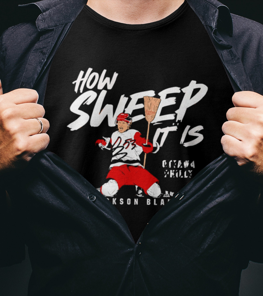 Jackson Blake How Sweep It Is Hockey Ottawa Philly Broom T-Shirt