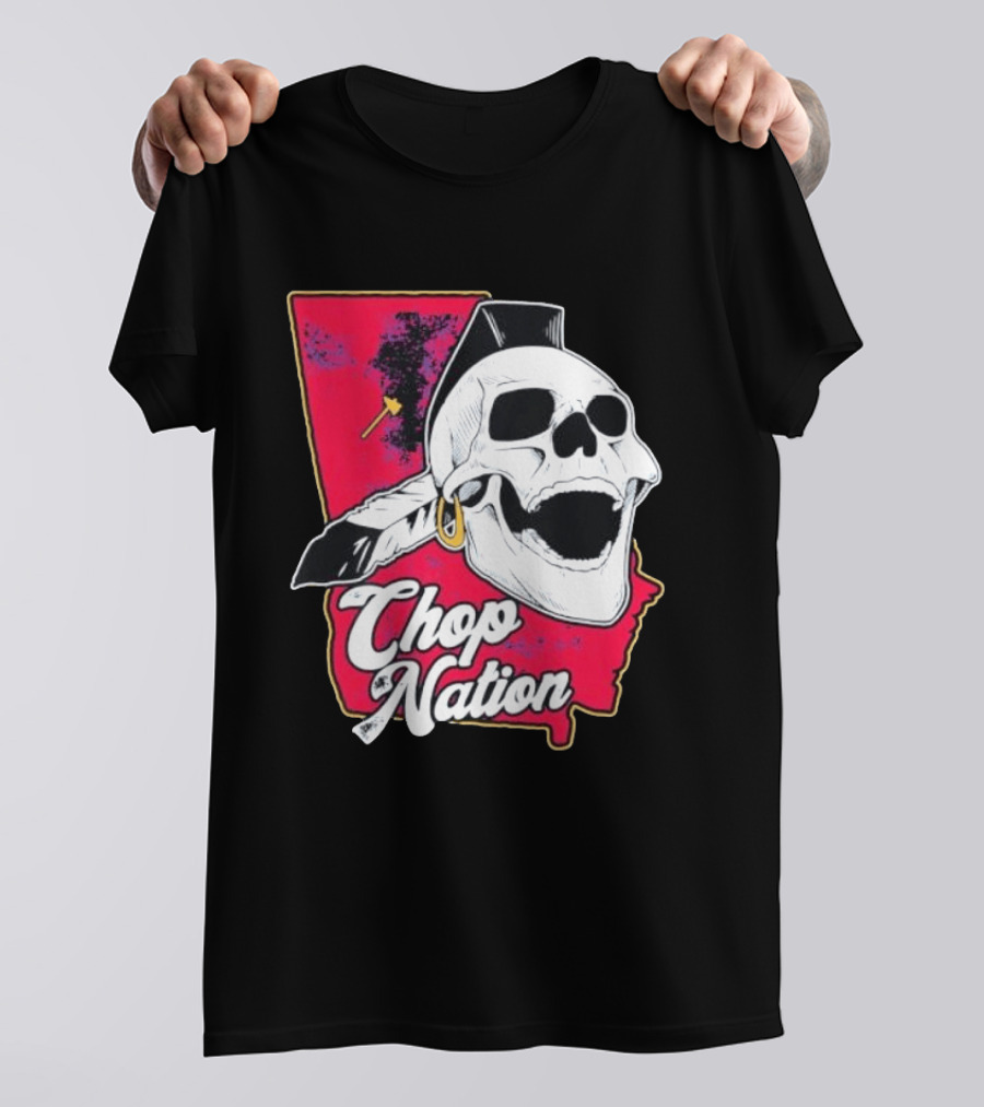 Atlanta Braves Chop Nation Skull Tomahawk Chop T-Shirt