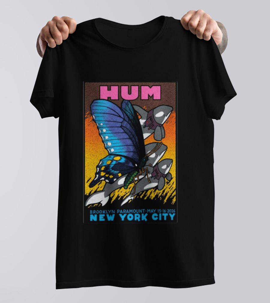 HUM Brooklyn Paramount May 15 16 2026 New York City Butterfly And Spaceships T-Shirt