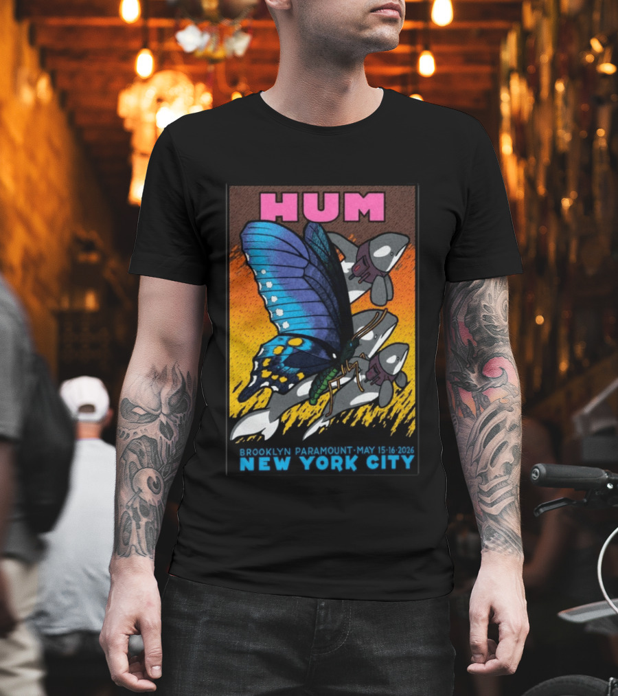 HUM Brooklyn Paramount May 15 16 2026 New York City Butterfly And Spaceships T-Shirt
