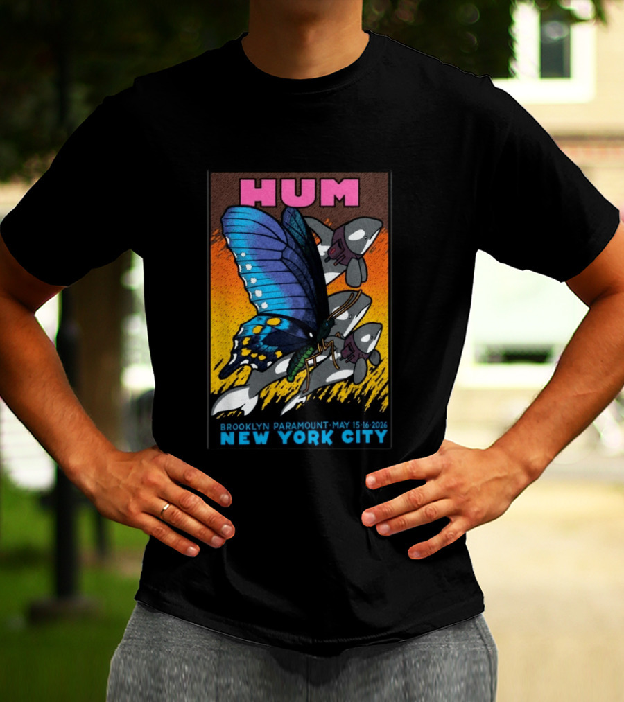 HUM Brooklyn Paramount May 15 16 2026 New York City Butterfly And Spaceships T-Shirt