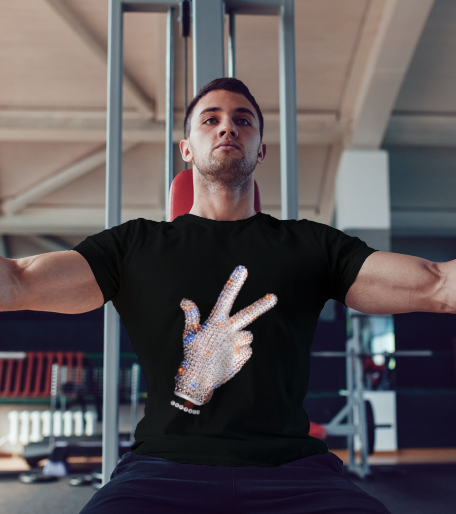 Captain Iceman New York Knicks Drake Iceman Sequined Glove Hand Gesture T-Shirt