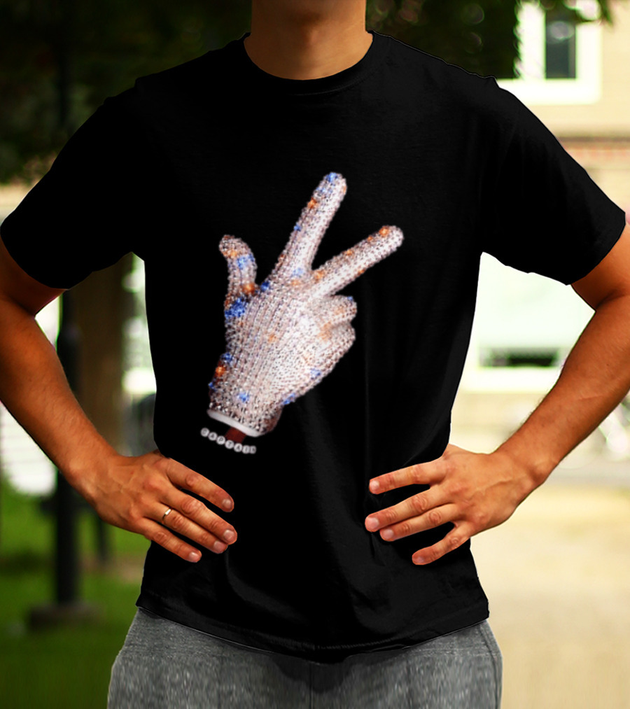 Captain Iceman New York Knicks Drake Iceman Sequined Glove Hand Gesture T-Shirt