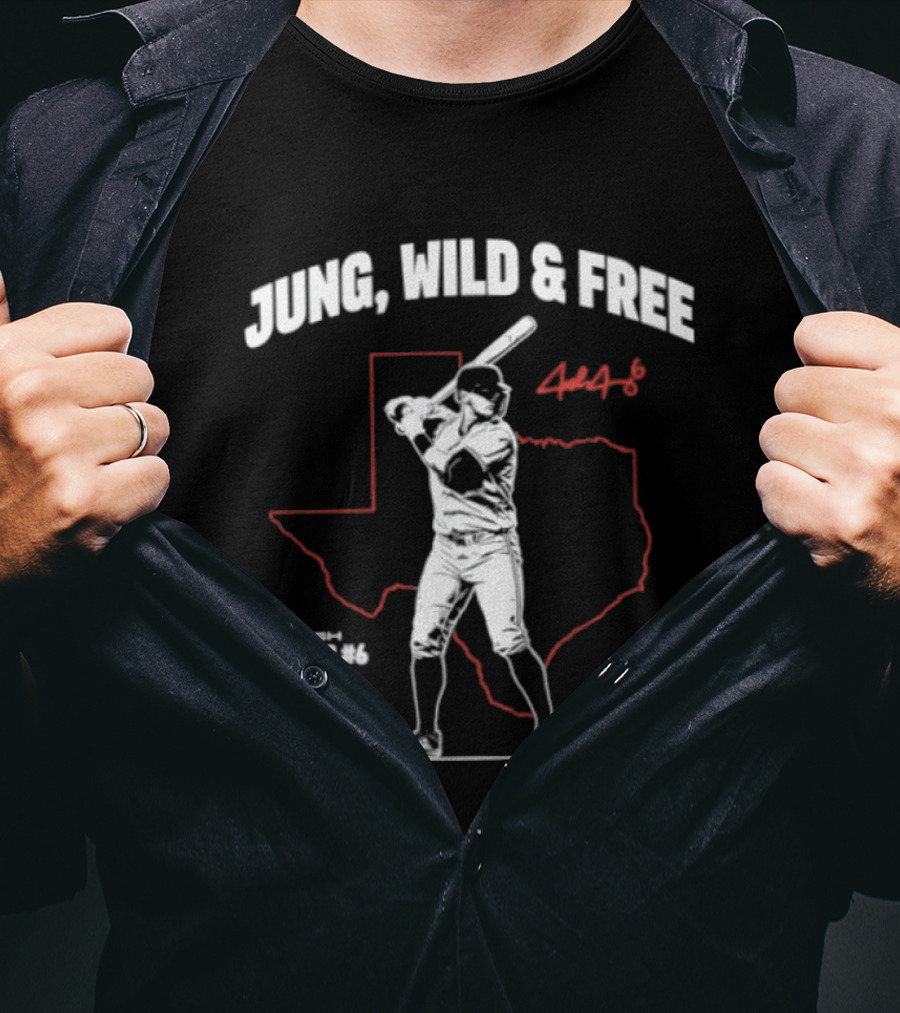 Josh Jung 6 Texas Rangers Jung Wild And Free Map Outline Texas T-Shirt