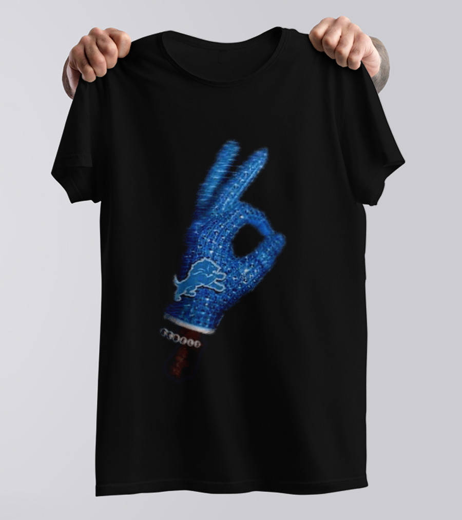 Drake Iceman Detroit Lions Glove Gesture Iconic Team Glove With Beaded Wristband T-Shirt