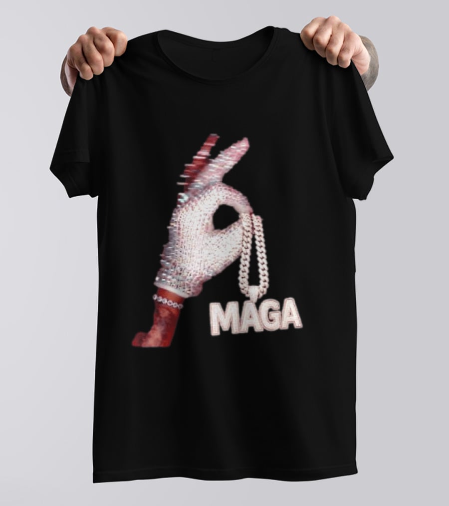 MAGA Iceman Hand Gesture With Diamond Encrusted Jewelry T-Shirt