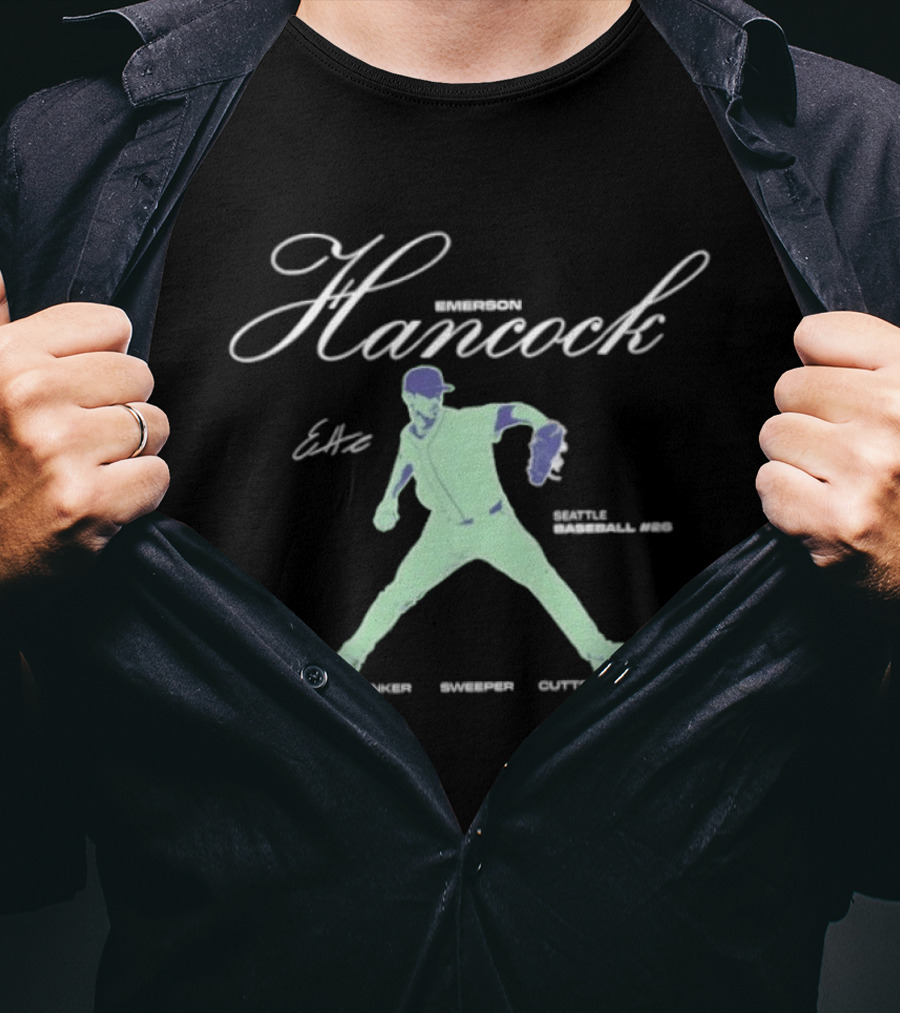 Emerson Hancock 62 Seattle Baseball 4 Seam Sinker Sweeper Cutter Change T-Shirt