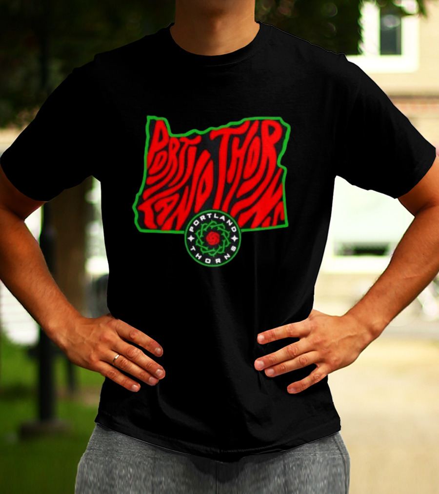 Portland Thorns FC NWSL Oregon State Map Groovy T-Shirt