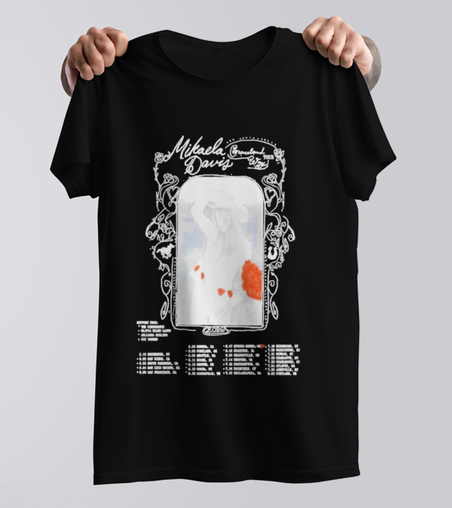 Mikaela Davis Graceland Way Tour 2026 With Dates And Rose Accents T-Shirt