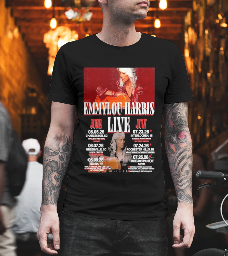 Emmylou Harris Live World Tour June July 2026 Dates And Locations T-Shirt