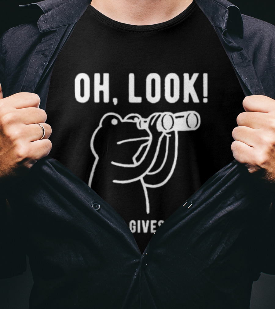 Oh Look Nobody Gives A Shit Indifferent Frog With Binoculars T-Shirt