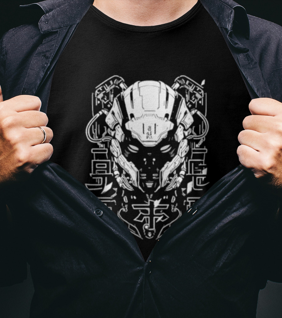 Futuristic Japanese Cyberpunk Demon Mecha Techwear Harajuku Otaku T-Shirt