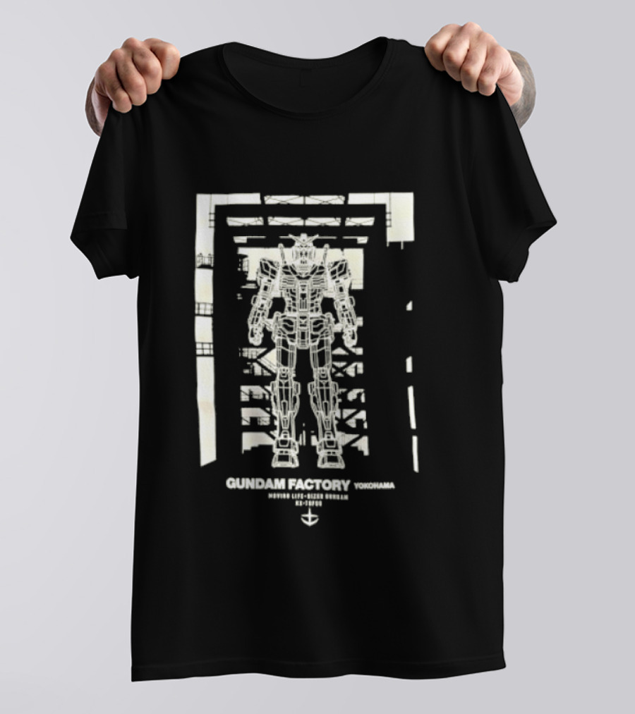 Yokohama Gundam Factory RX 78F00 Mobile Suit White Blueprint T-Shirt