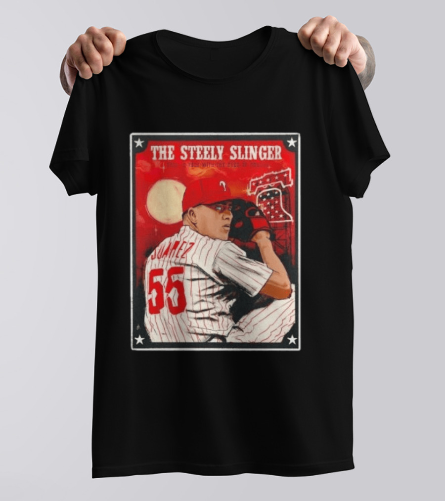 Philadelphia Phillies Ranger Suarez Steely Slinger 55 Baseball T-Shirt