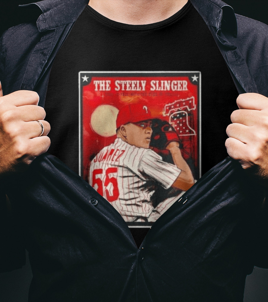 Philadelphia Phillies Ranger Suarez Steely Slinger 55 Baseball T-Shirt