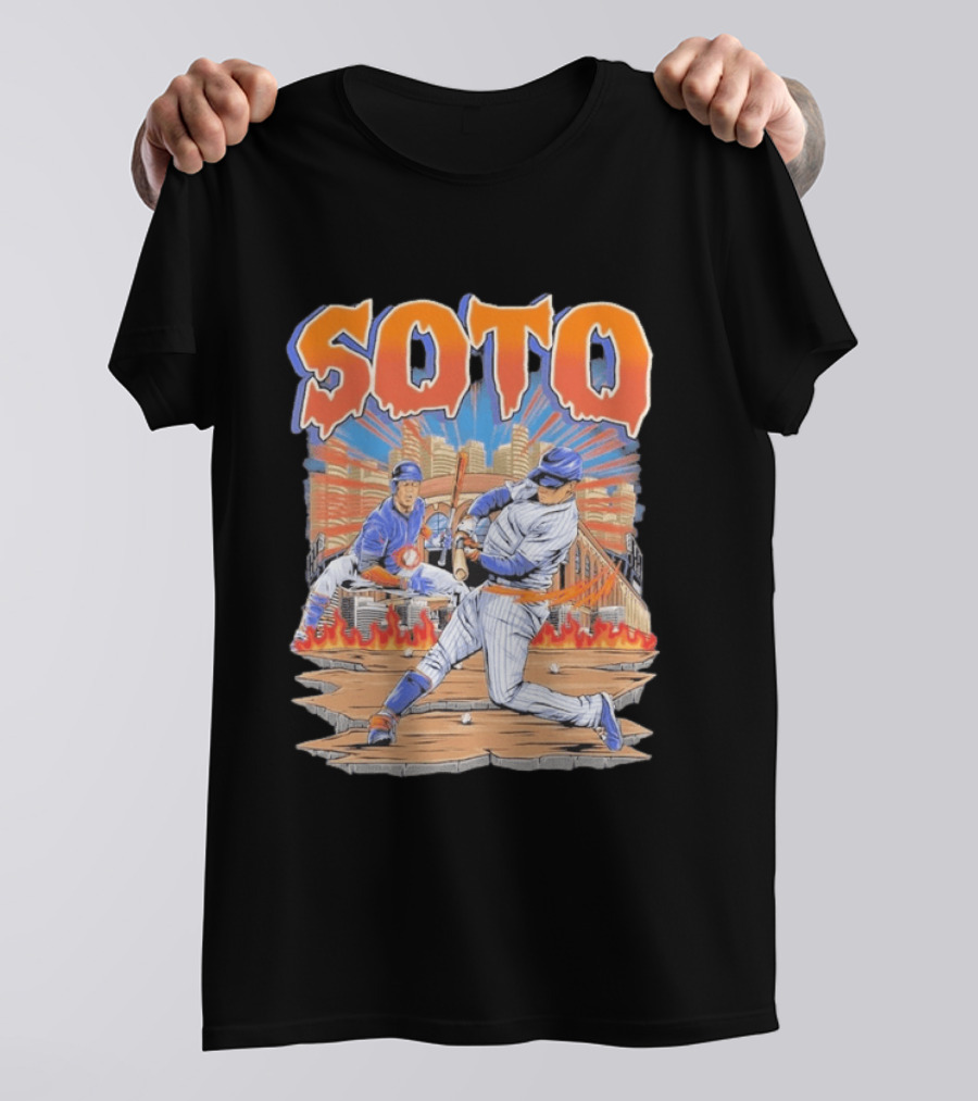 Juan Soto New York Baseball Skyline Battling Legends T-Shirt