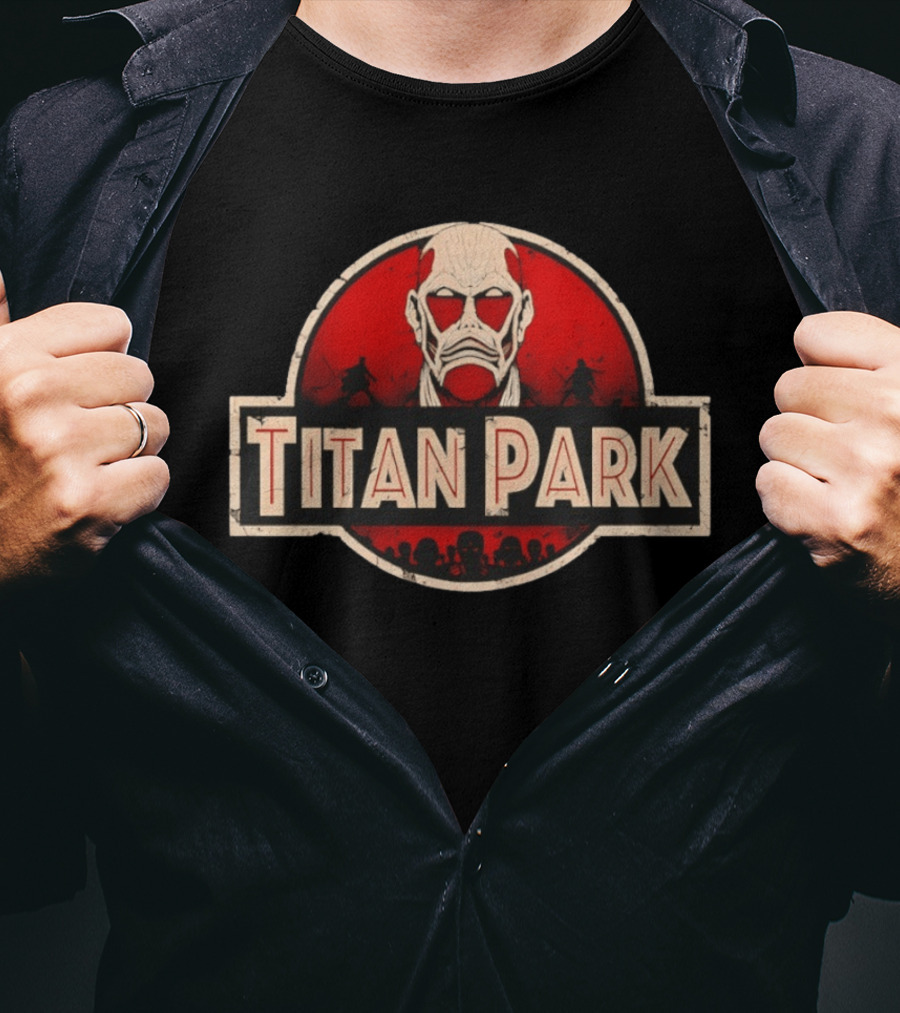 Titan Park Colossal Tribute Jurassic Park Attack On Titan Mashup T-Shirt