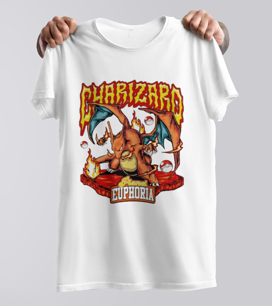 Charizard Flame Dragon Planet Euphoria Iconic Pokémon Battle T-Shirt