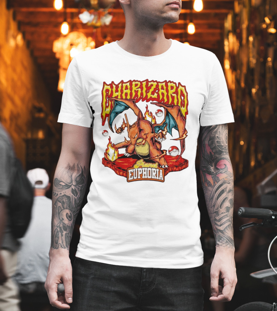 Charizard Flame Dragon Planet Euphoria Iconic Pokémon Battle T-Shirt