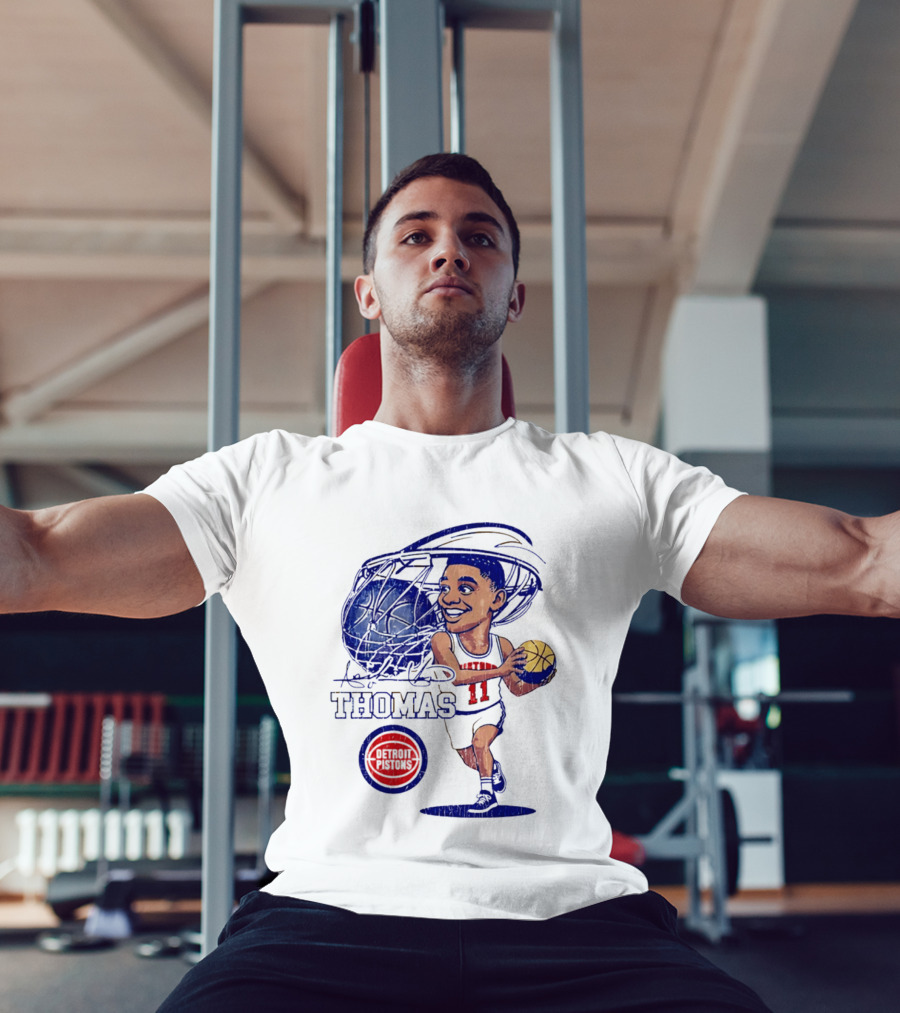 Isiah Thomas Detroit Pistons Caricature Basketball Cartoon Drawing T-Shirt