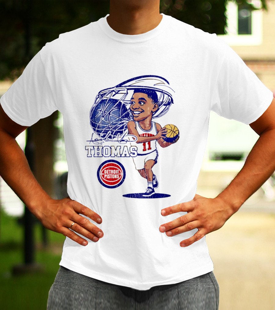 Isiah Thomas Detroit Pistons Caricature Basketball Cartoon Drawing T-Shirt