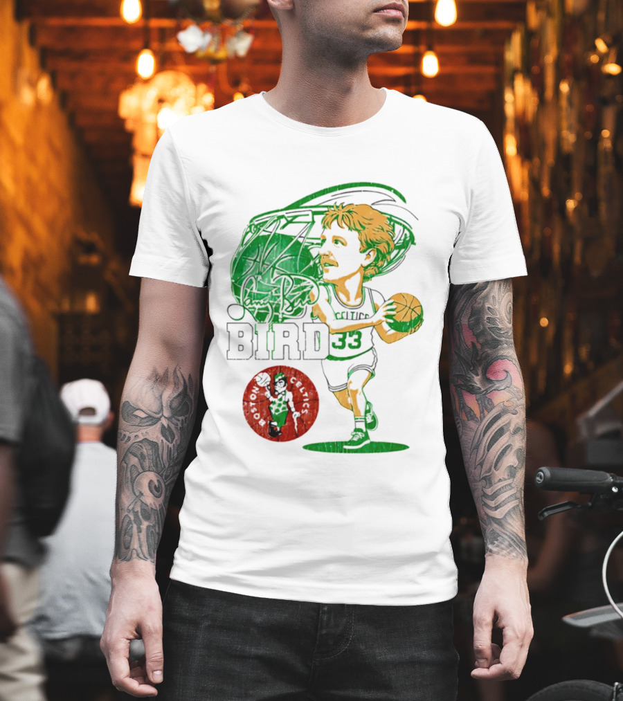 Boston Celtics Larry Bird Caricature NBA Legend 33 Basketball T-Shirt