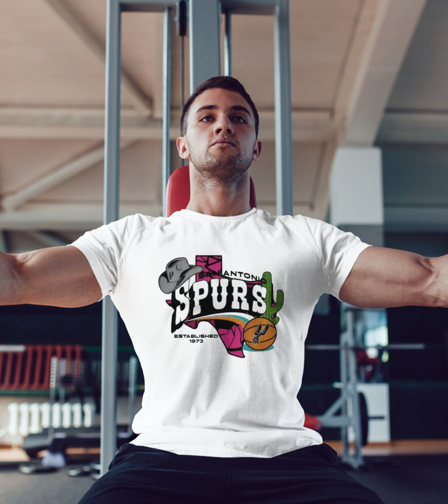 San Antonio Spurs Texas Cowboy Hat Cactus Basketball Established 1973 T-Shirt